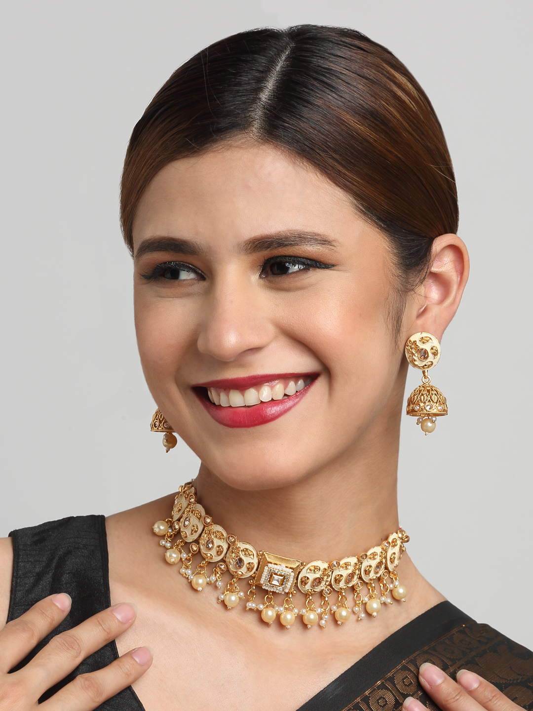 YouBella Jewellery Celebrity Inspired Gold Plated Necklace Jewellery Set for Girls and Women